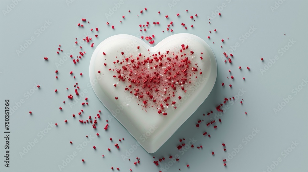 Heart shaped mold with red sprinkles Heart shaped mold with red sprinkles