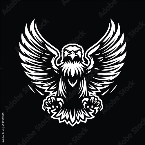 black and white eagle design illustration
