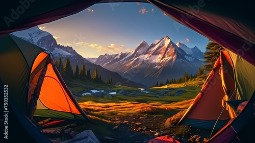 Camping tent, concept image about travel, nomadic life and sustainable vacations