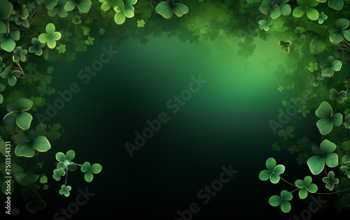Saint Patrick's day - clover green illustration background with blank copy space design assets.
