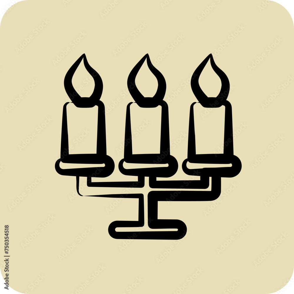 Icon Candelabrum. suitable for House symbol. hand drawn style. simple design editable. design template