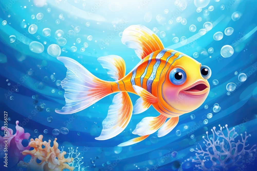 the multi-color fish under blue water wave the multi-color fish under blue water wave