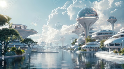 A futuristic view of the city. Future-oriented concept.