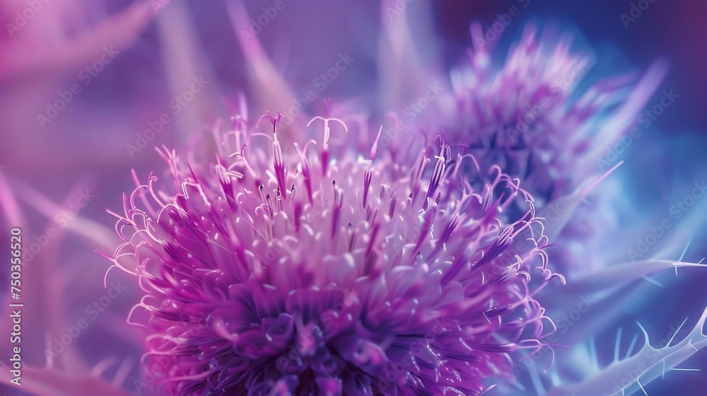 Fluid Serenity: Extreme close-up captures the milk thistle's fluid petals, evoking a sense of tranquil beauty. Fluid Serenity: Extreme close-up captures the milk thistle's fluid petals, evoking a sense of tranquil beauty.