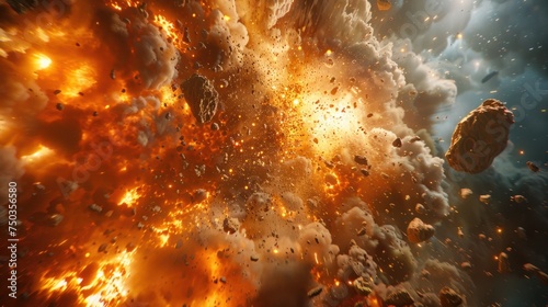 A powerful explosion of fuel occurred on the spacecraft, depressurizing the spacecraft. photo