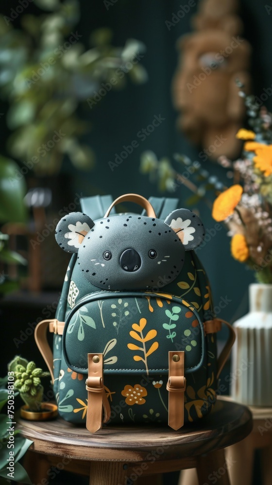Fototapeta premium Koala shaped school back pack image.