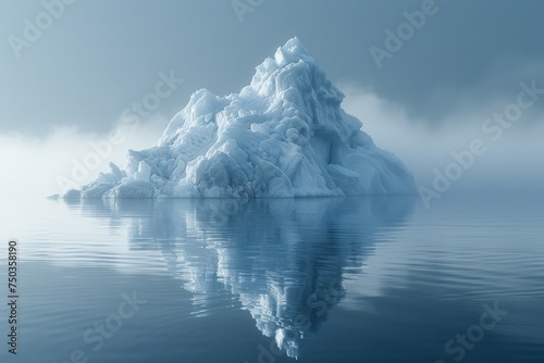 An iceberg or ice mountain is a large piece of freshwater ice that has broken off a glacier or an ice shelf and is floating freely in open water. photo