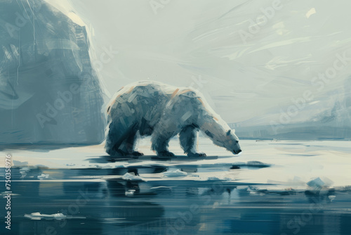 Polar Bear in Arctic Landscape Painting © liamalexcolman