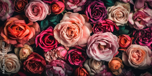 Pink roses background. Beautifil floral backdrop