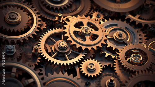 Gears and mechanisms background, industrial innovation, gears and gears working together