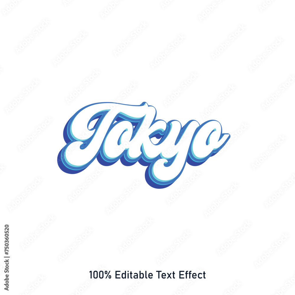 Tokyo text effect vector. Editable college t-shirt design printable text effect vector