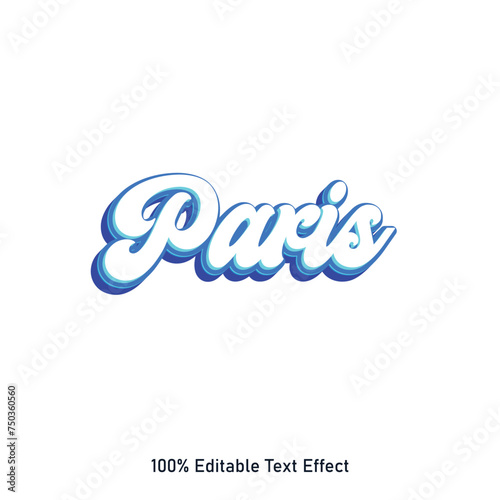 Paris text effect vector. Editable college t-shirt design printable text effect vector