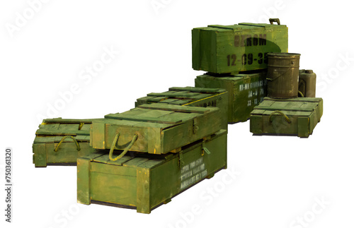Isolated military truck on white background with tank and gun model