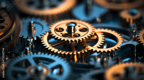 Gears and mechanisms background, industrial innovation, gears and gears working together