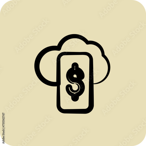 Icon Digital Wallet. suitable for education symbol. hand drawn style. simple design editable
