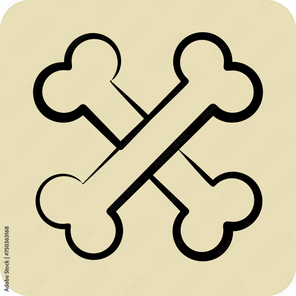 Icon Bones. suitable for Halloween symbol. hand drawn style. simple design editable. design template Icon Bones. suitable for Halloween symbol. hand drawn style. simple design editable. design template