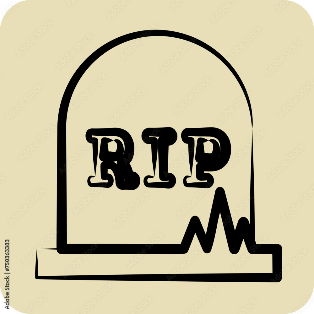 Icon Grave. suitable for Halloween symbol. hand drawn style. simple design editable. design template Icon Grave. suitable for Halloween symbol. hand drawn style. simple design editable. design template