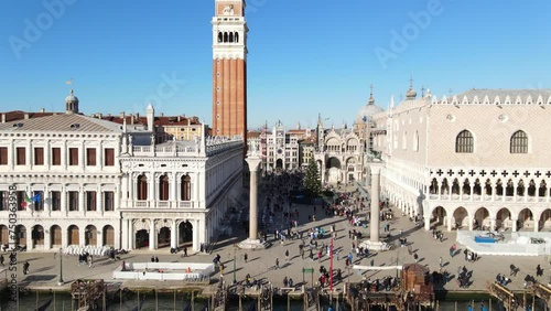 Beautiful view from Bacino di San Marco towards the Piazza San Marco. Aeria view. photo
