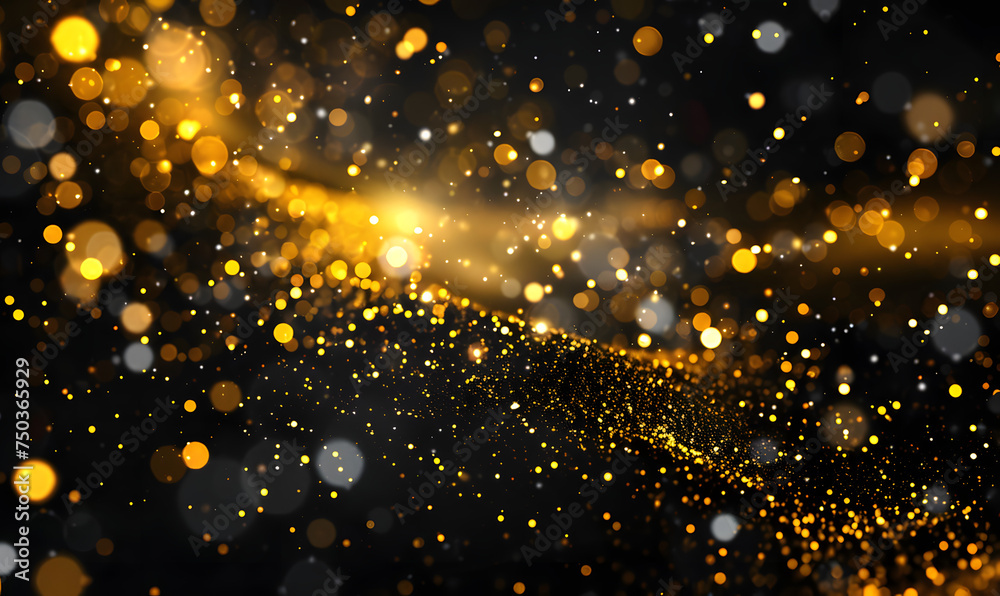 Fototapeta premium a black background with gold lights and sparkles, Generative AI 
