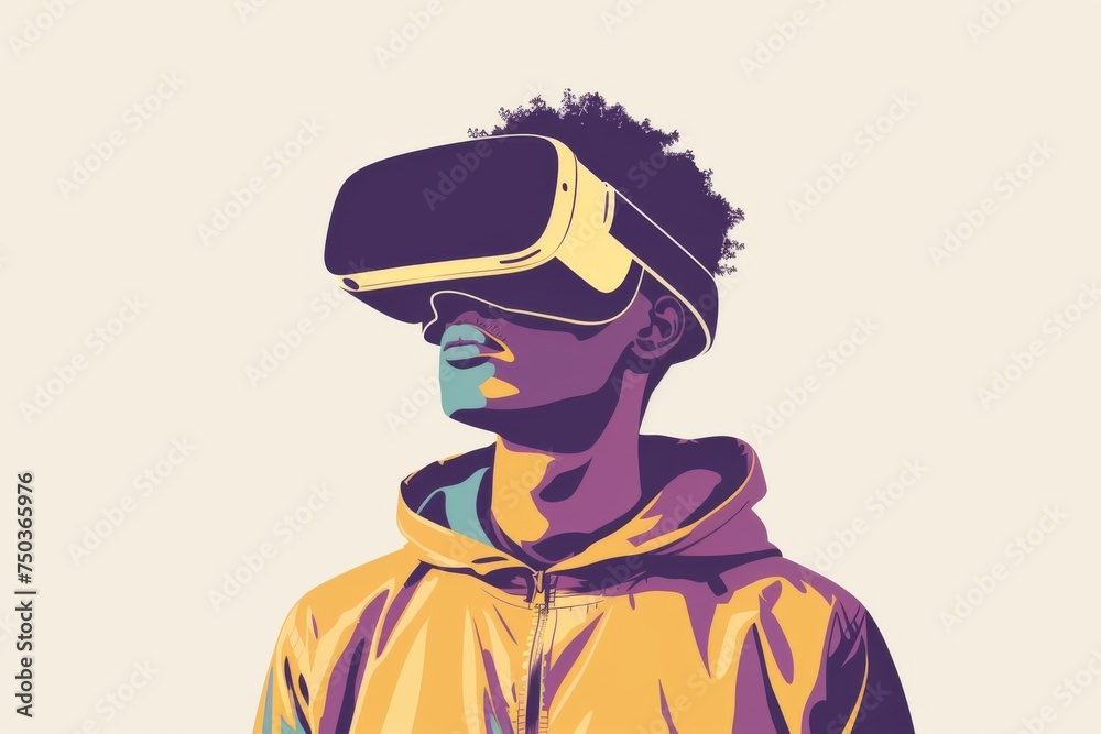 Fototapeta premium VR Infallible Mixed Reality Headset. Virtual Reality Goggles for Picture. Augmented reality 3D Glasses Mediation. 3D Future Technology Observation Gadget and Simulation Wearable Equipment