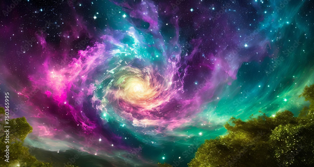 Generate a mesmerizing and vibrant image of a colorful space galaxy cloud nebula
