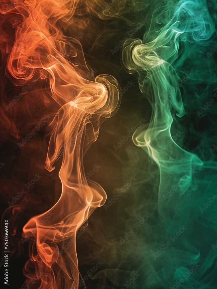 Multicolored smoky patterns on a dark background. Multicolored smoky patterns on a dark background.