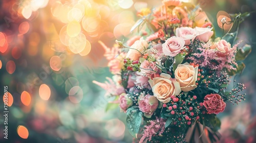 Ethereal Romance: Fall in love with the ethereal beauty of a rustic and dreamy wedding flower bouquet. photo