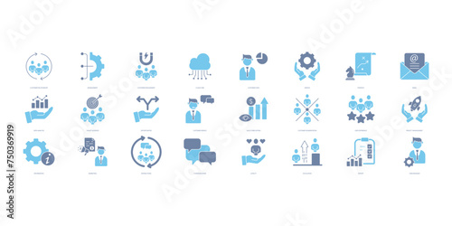 Customer relationship management icons set. Set of editable stroke icons.Vector set of Customer relationship management photo
