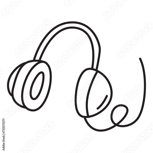 headphone doodle icon transparent background