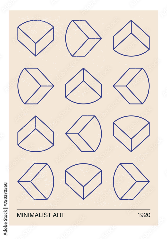 Minimal 20s geometric design poster, vector template with primitive shapes Minimal 20s geometric design poster, vector template with primitive shapes