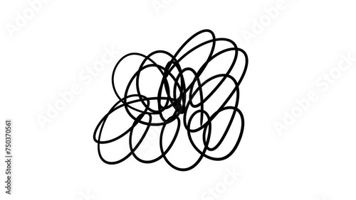 手描きの漫画的表現のモヤモヤ・ぐるぐる・グチャグチャのアニメーション素材２　10秒ループ　白背景・黒線 photo