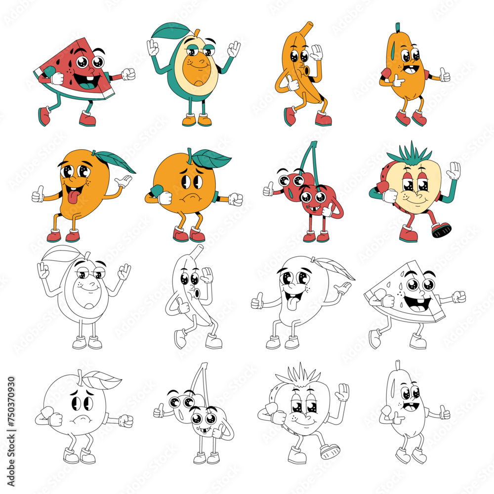 Naklejka premium Fruit Retro Mascot