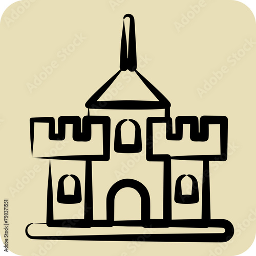 Icon Fortress. suitable for education symbol. hand drawn style. simple design editable. design template