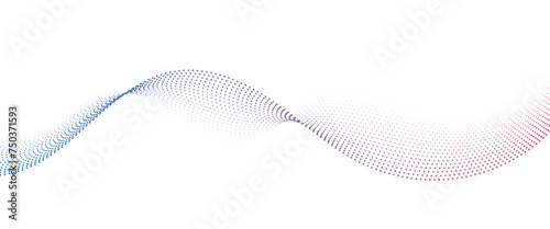 Flowing Dot Wave Pattern Halftone Curve Shape on Transparent Background