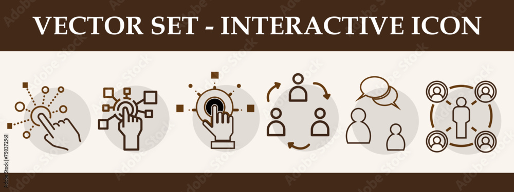 Interactive banner web icon vector illustration collection. , Mutual understanding and assistance business. Concept of Human Resource Management and Training. 