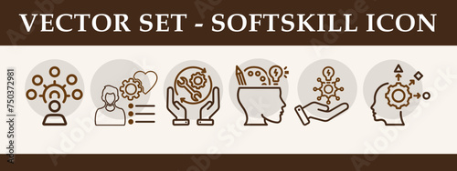 Soft skills banner web icon vector illustration collection. Concept of Human Resource Management and Training. 