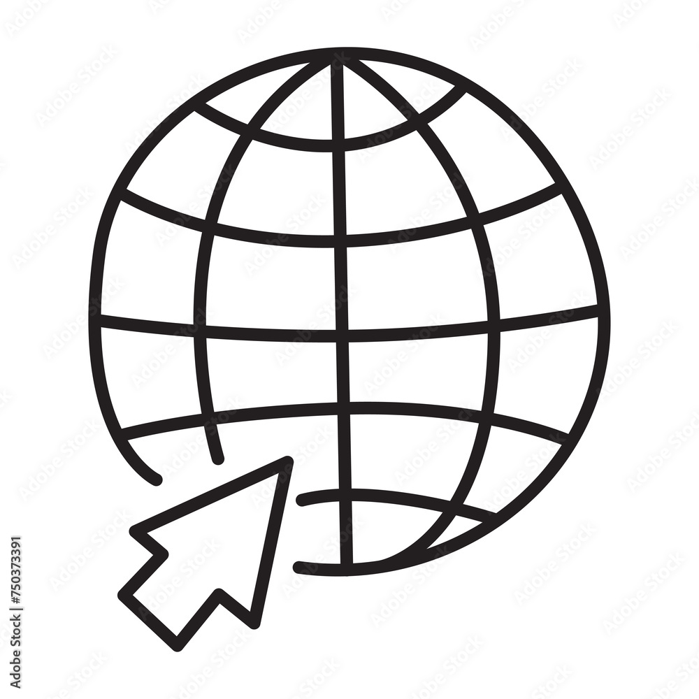 Website global doodle icon transparent background