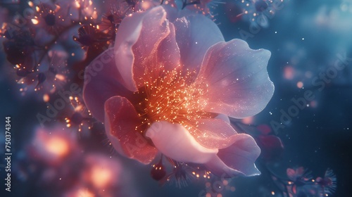 Radiant Blossoms: Sakura blooms radiate with an inner light, their petals aglow with the warmth of the sun's embrace.