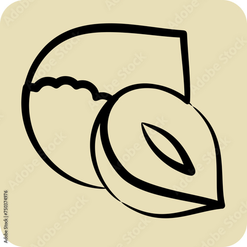 Icon Hazelnut. suitable for Nuts symbol. hand drawn style. simple design editable