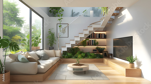 home interior design small space storage under stair area organize concept generative ai