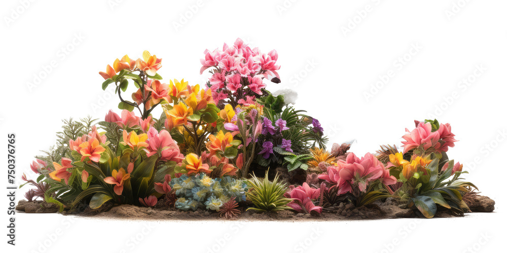 flowers and plants in the flower bed to make the garden more beautiful isolated on transparent background flowers and plants in the flower bed to make the garden more beautiful isolated on transparent background
