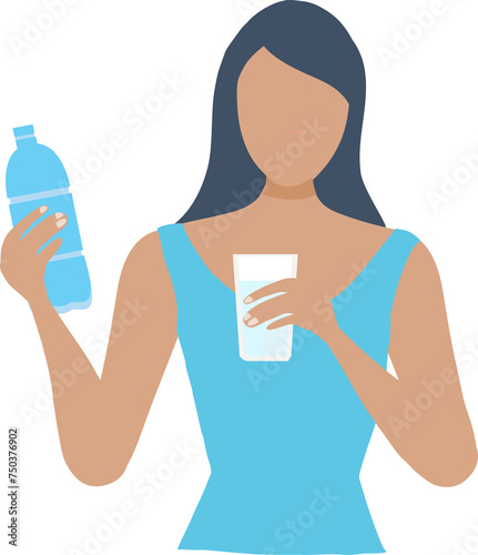 Healthy woman drinking water from plastic bottle. Healthy lifestyle concept