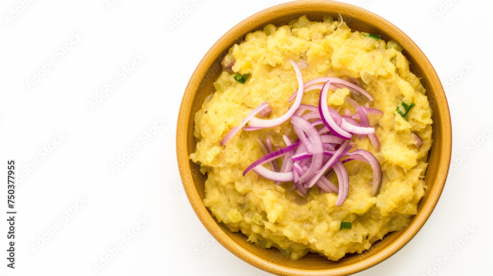 Dominican Mangu Mashed Plantains With Red Onions Vibrant Green And dominican-mangu-mashed-plantains-with-red-onions-vibrant-green-and