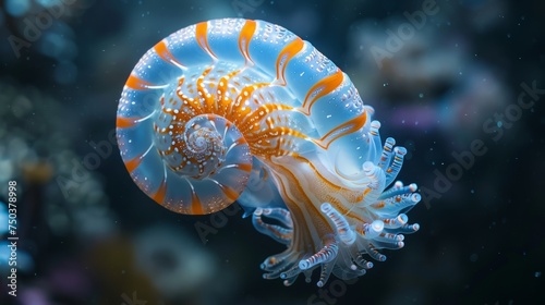 Swimming nautilus, alive photo