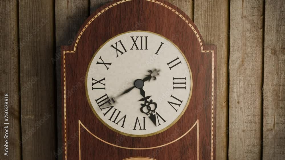 3D animation showing an old grandfather clock spinning fast in a timelapse