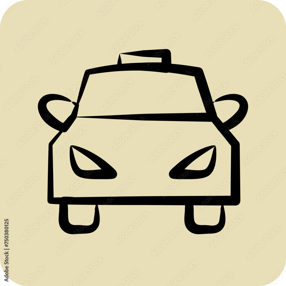 Obraz premium Icon Taxi. suitable for Automotive symbol. hand drawn style. simple design editable