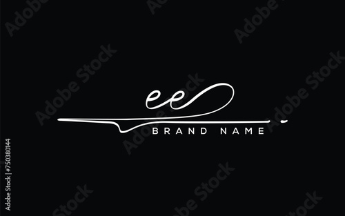 EE letter beauty handwriting vector logo.  photo
