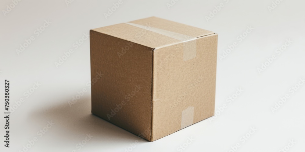 Against a white background, a brown paper box is isolated.