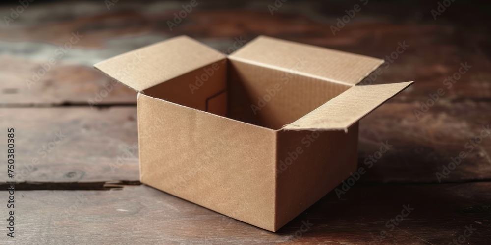 In dark beige, a paper box with rough edges, its contents not visible. In dark beige, a paper box with rough edges, its contents not visible.