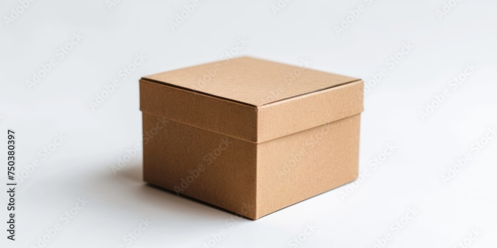 On a white background, a brown paper box is isolated. On a white background, a brown paper box is isolated.